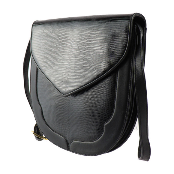 Saint Laurent Lizard Bag Shoulder Leather Vintage Black - Picture 1 of 10